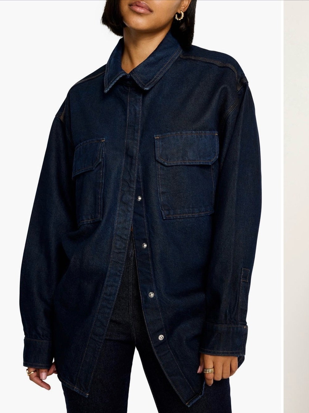 Good American Indigo Denim Shacket